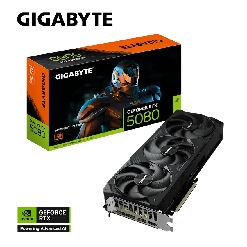 VGA Gigabyte RTX 5080 WindForce3 OC 16GB, GV-N5080WF3OC-16GD