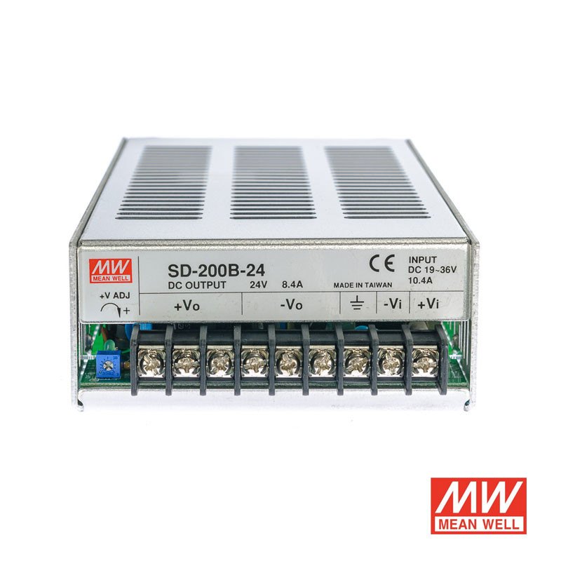 Mean Well SD-200B-24  – 200W DC/DC pretvarač, 24V/8.4A, široki ulaz 19–36V DC