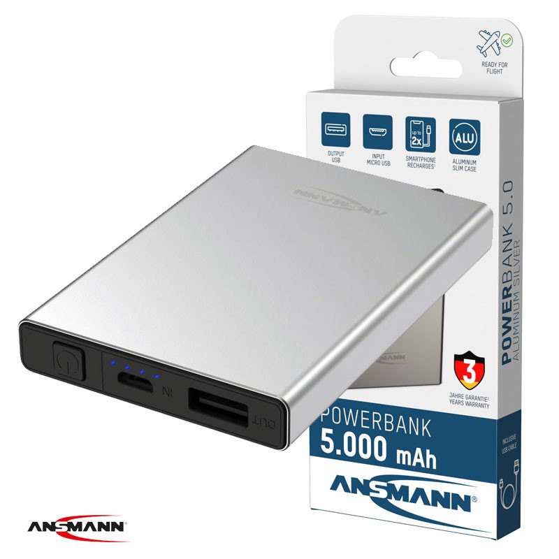Powerbank 5000mAh PB112 silver- ANSMANN