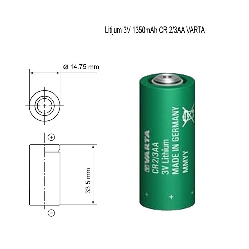 Litijum CR 2/3AA 3V 1350mAh VARTA