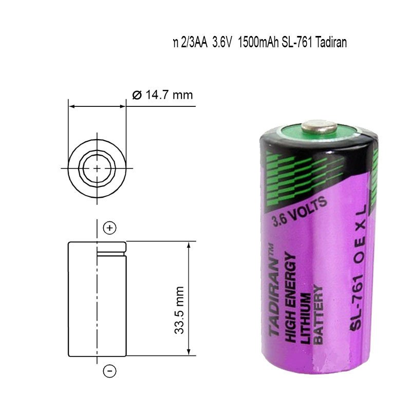 Litijum 2/3AA 3.6V 1500mAh SL-761 TADIRAN