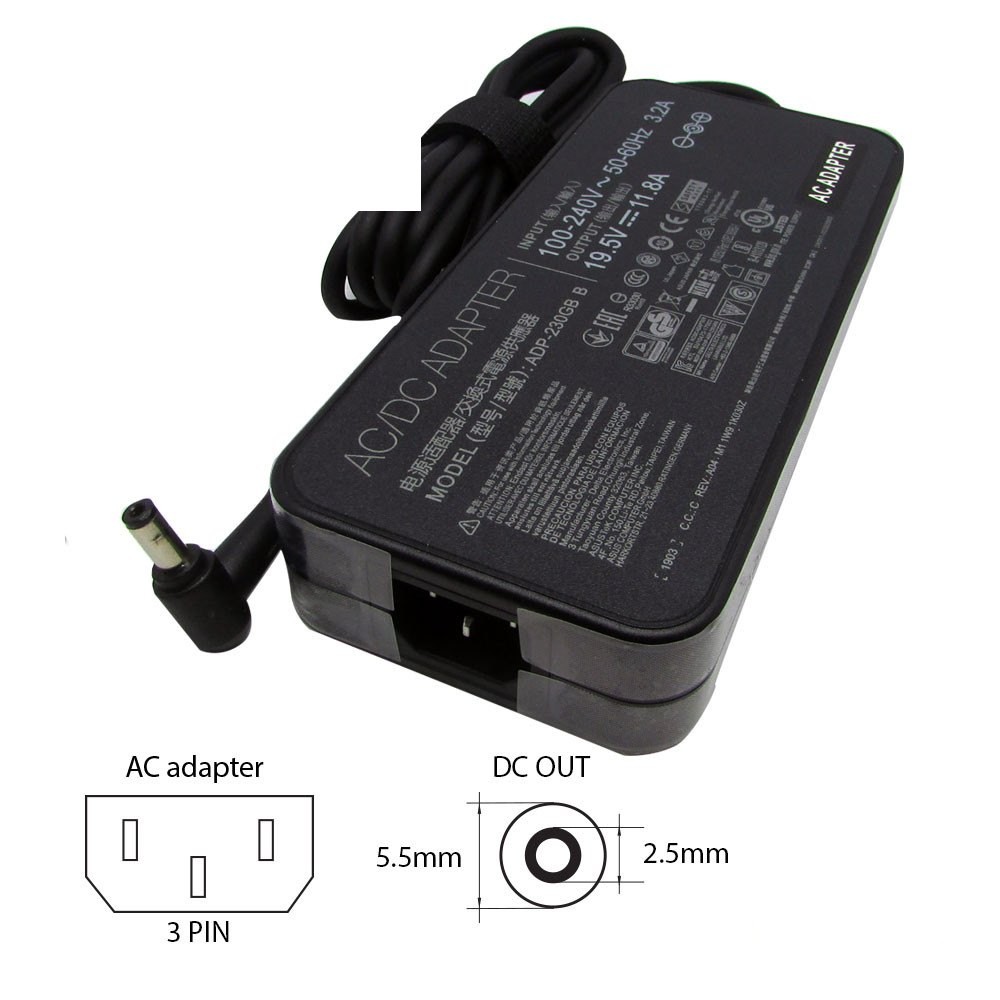 Asus 19.5V-11.8A (5.5×2.5) ADP-230GB B 230W laptop adapter