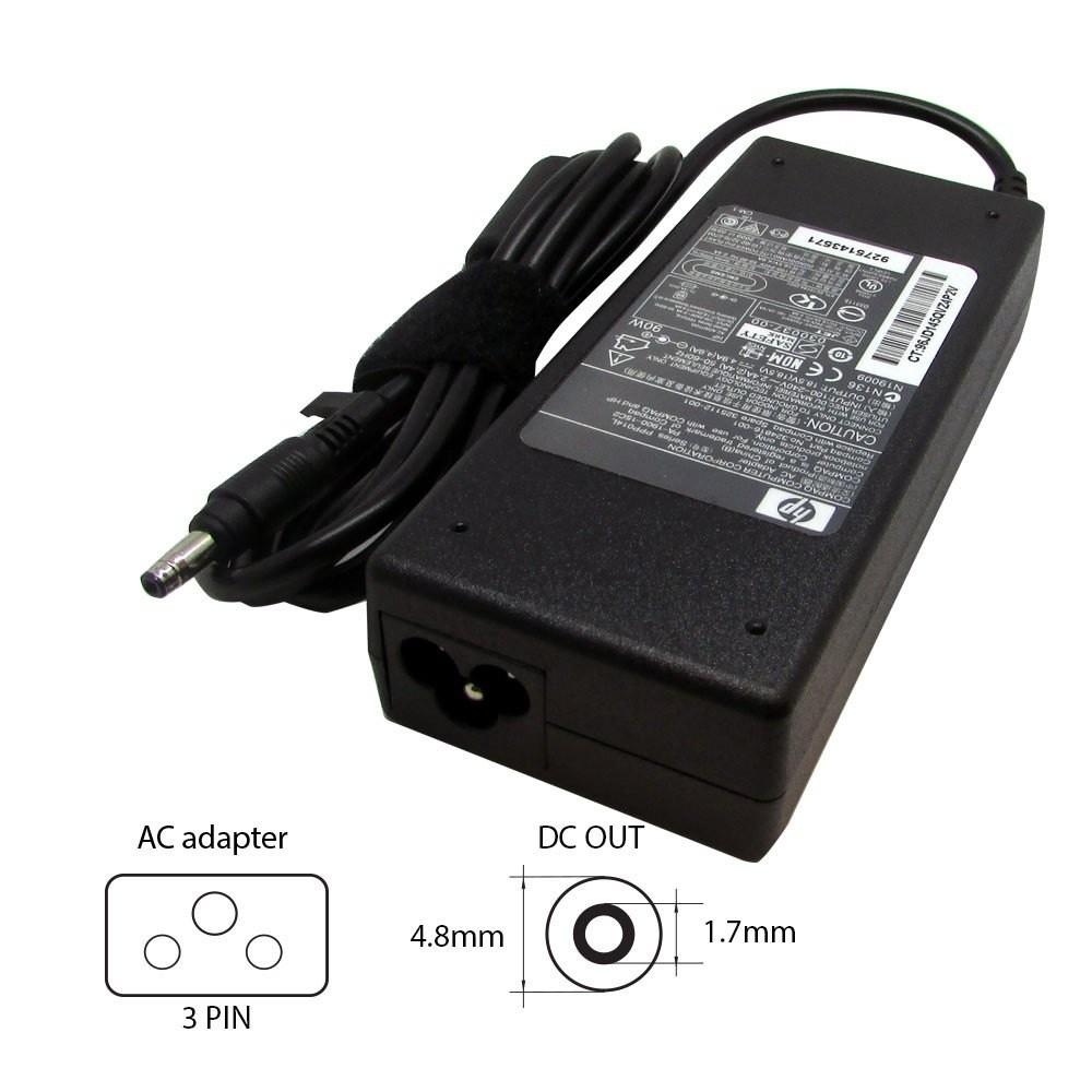 HP/Compaq 18.5V-4.5A (4.8×1.7 Bullet) PA-1900-15C2 90W laptop adapter