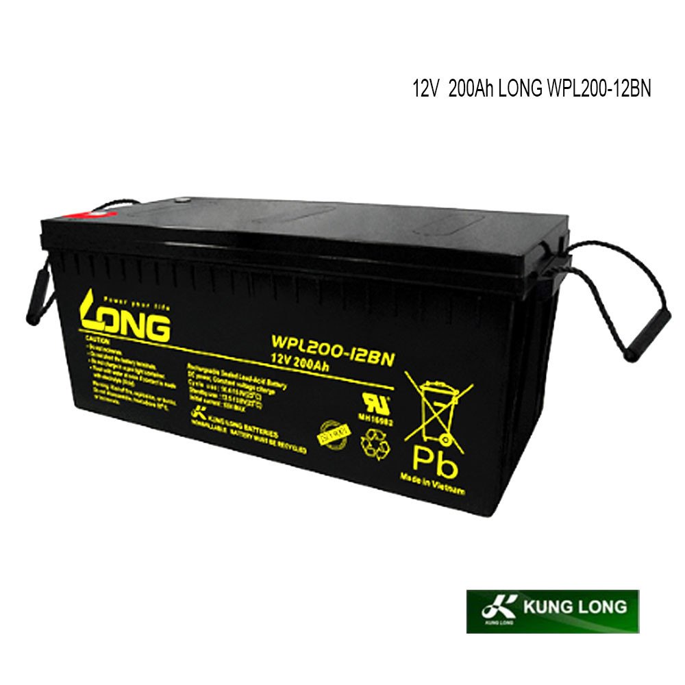 12V 200Ah WPL200-12BN  M8 BOLT L LONG
