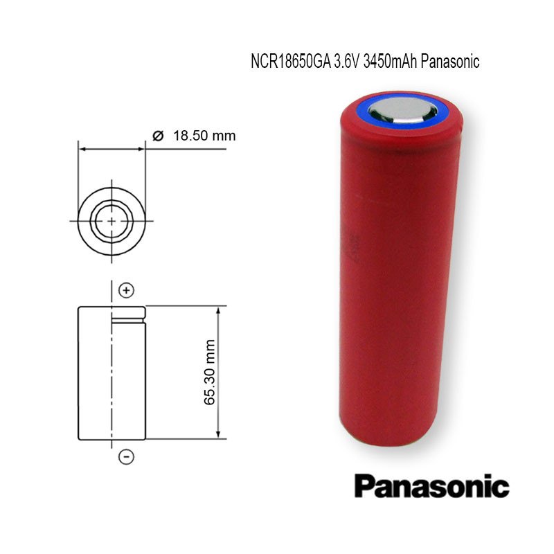 Li-Ion 3.6V 3450mAh NCR18650GA Panasonic