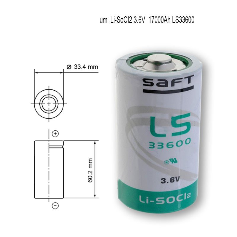 Litijum D 3.6V 17000mAh LS33600 SAFT