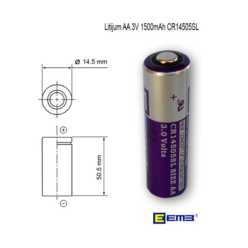 Litijum Li-MnO2 AA 3V 1500mAh CR14505SL EEMB