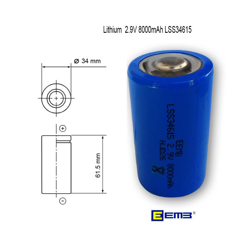 Litijum Li-SO2 2.9V 8000mAh LSS34615  EEMB  ( 33600 )