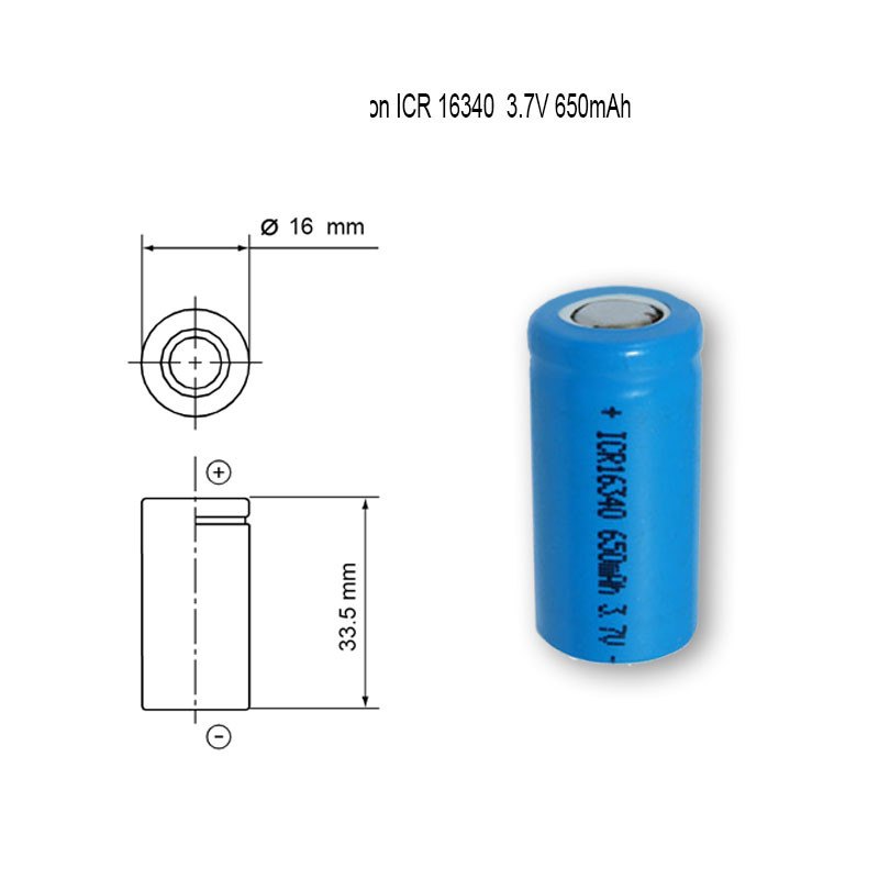 Li-Ion 3.7V 650mAh ICR16340