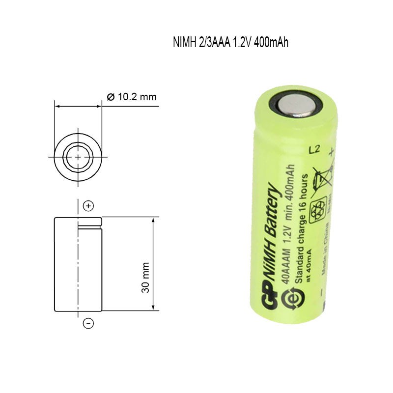 NiMH 2/3AAA 1.2V 400mAh 40AAAM GP