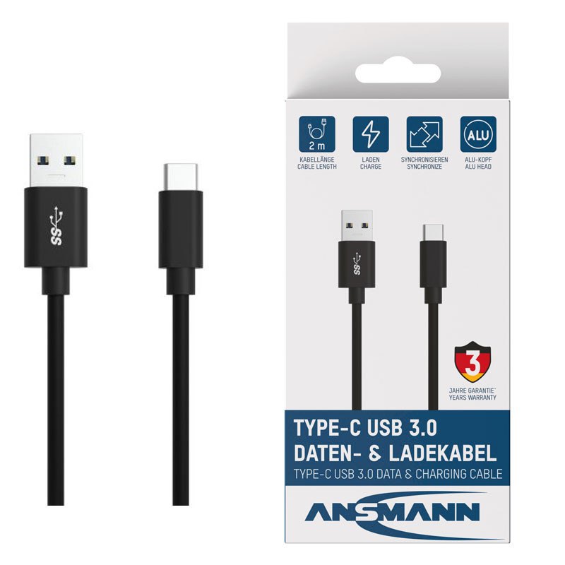 USB A na tip-C kabl 200 cm ANSMANN za punjenje i prenos podataka