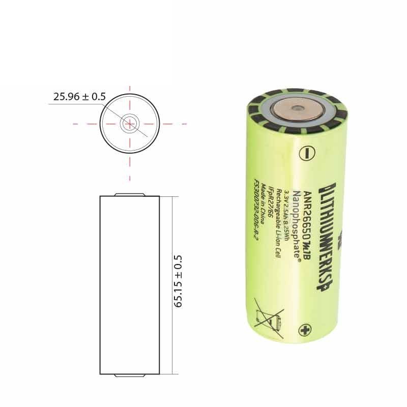 Li-Ion baterija LITHIUMWERKS ANR26650 3.3V 2600mAh
