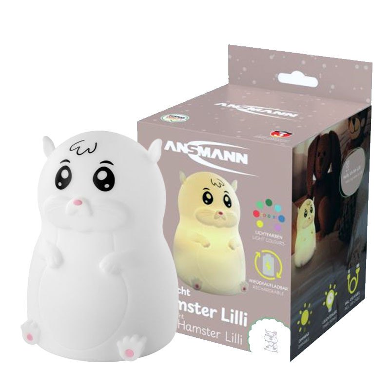 ANSMANN Hamster Lilli Noćna lampa | LED Silikonska Lampa za Decu