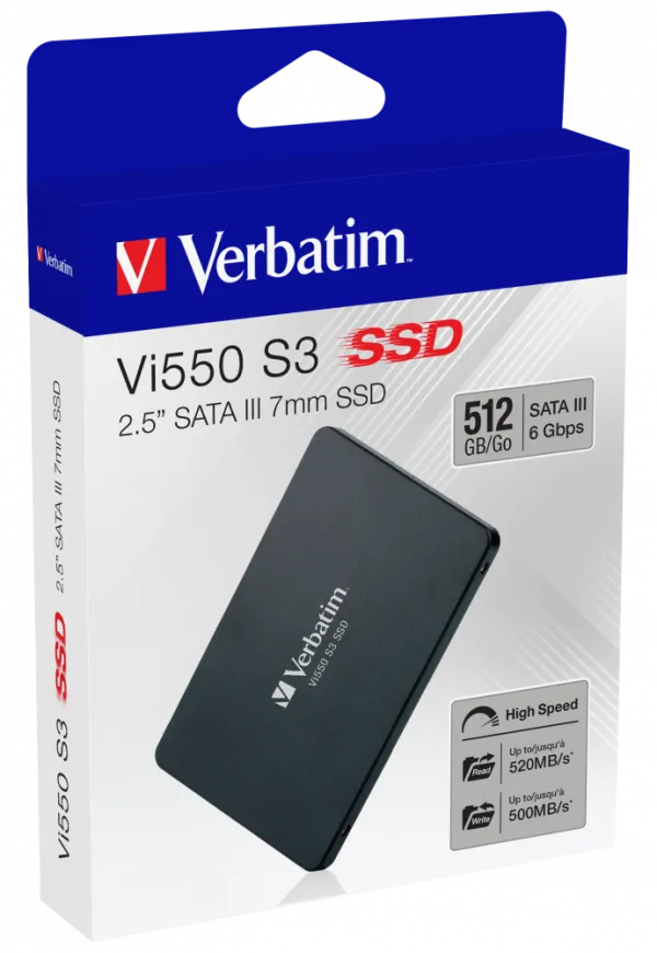 SSD 2.5" SATA Verbatim Vi550 S3 512GB 520MB/s 500MB/s