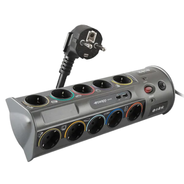 Kabl surge S-Link PRZ01 10xšuko/2xUSB/3m
